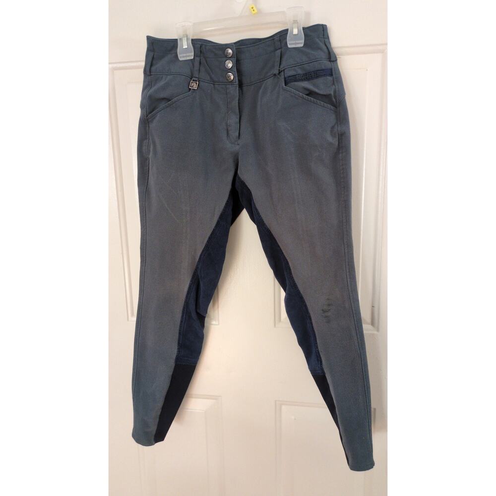 ROMFH 30R Riding Pants Gray with Blue Trim, Spot on Leg, Horse, Barn, Rodeo